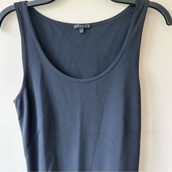 Theory Sheath Dress Bodycon Sleeveless Knit Open Back Black Womens 8 Event Party - Picture 2 of 11